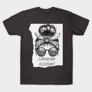 Librarian Assistant messy bandana design T-Shirt